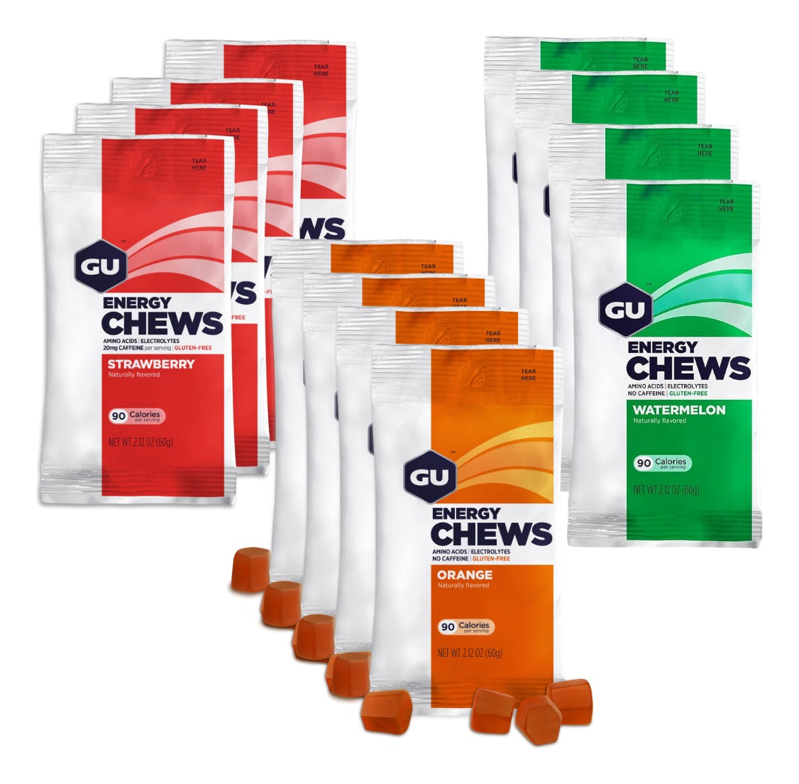 Pack De 12 Paquetes Gu Chews Mix Sabores Surtidos