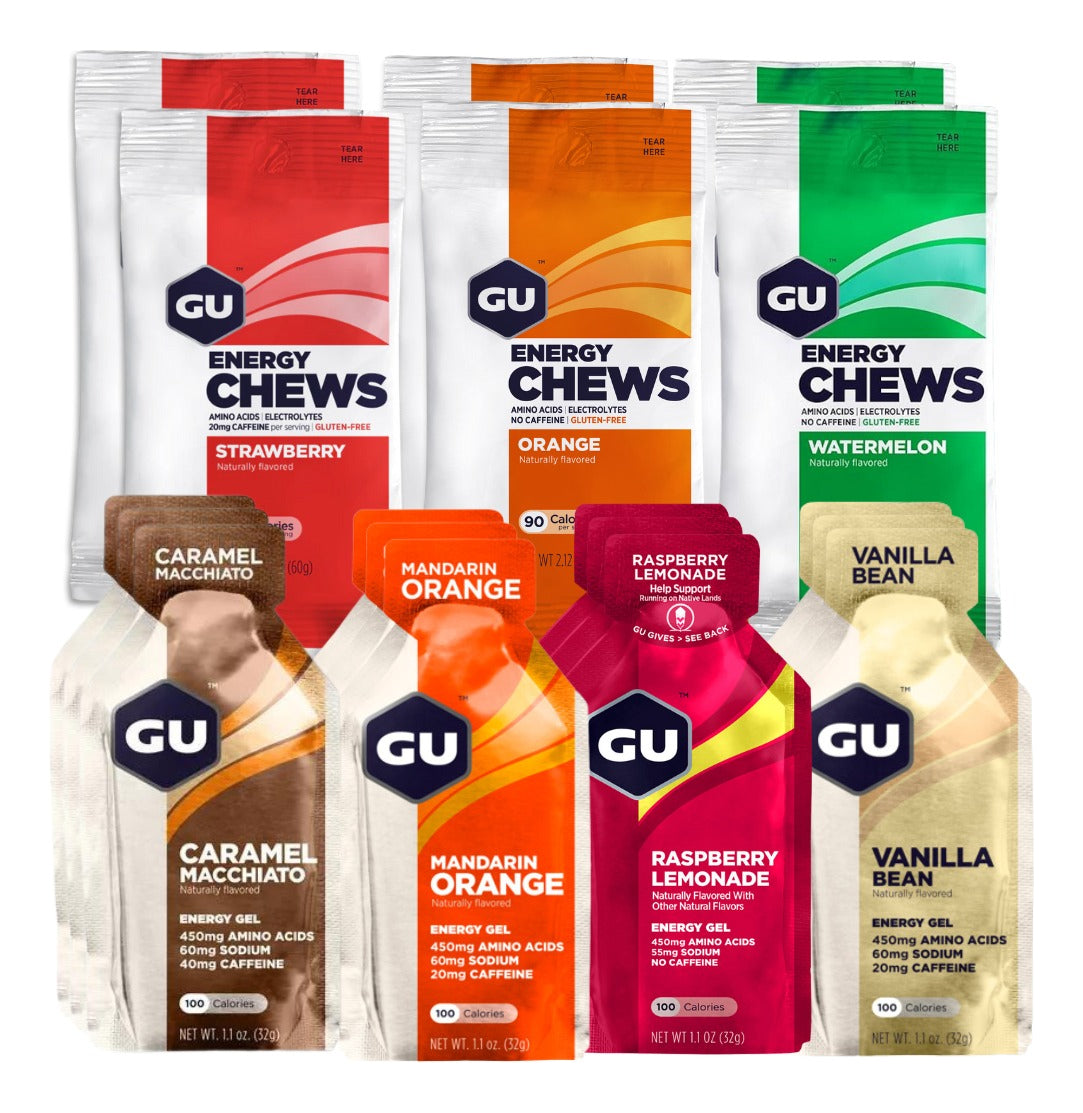 Mix 12 Geles Gu + 6 Gu Chews (sabores Surtidos)