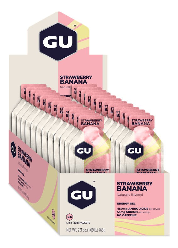 Caja De 12 Geles Gu Strawberry Banana Gel Energético
