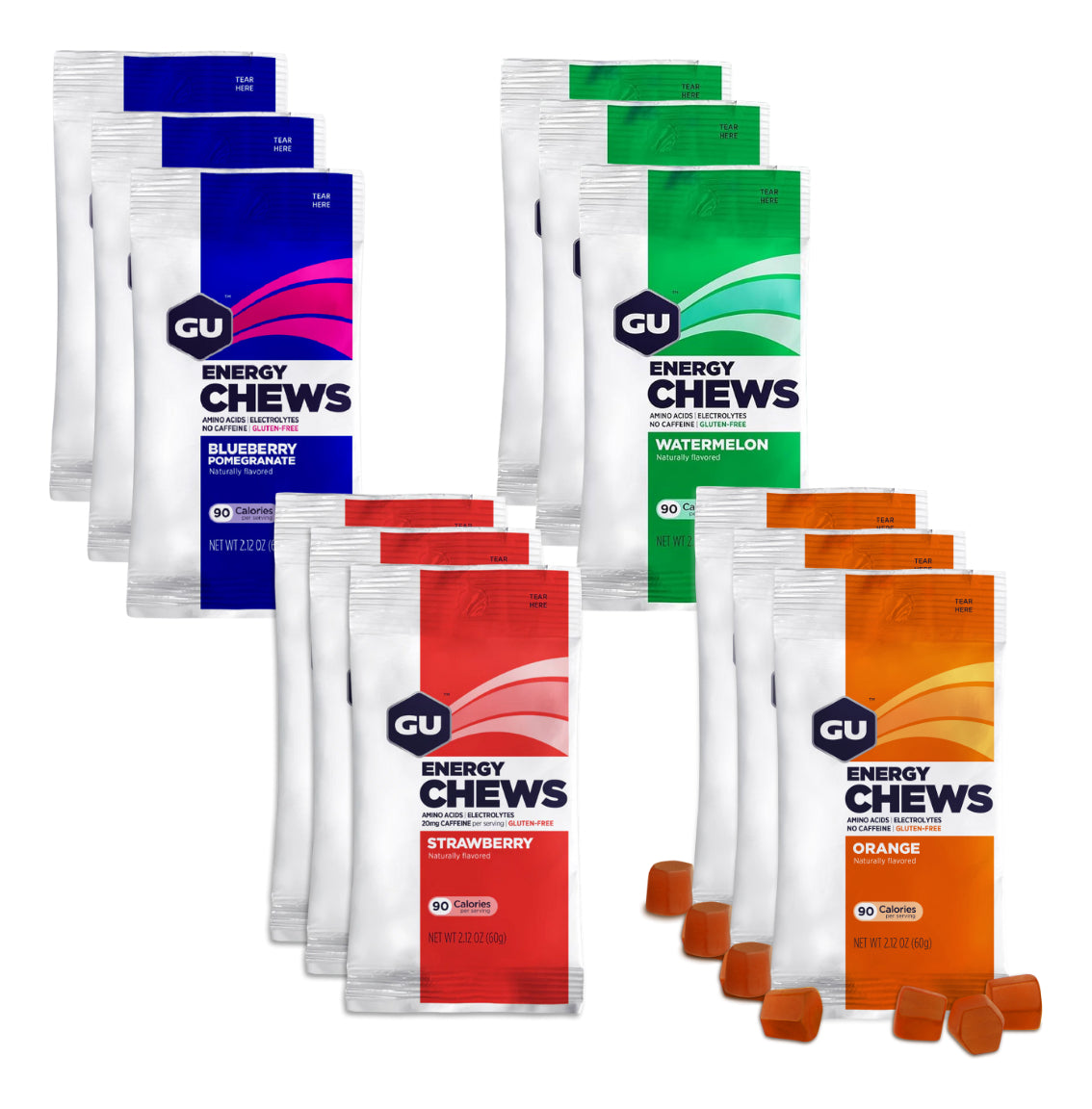 24 Gu Chews Mix Sabores De Gomitas Energéticas