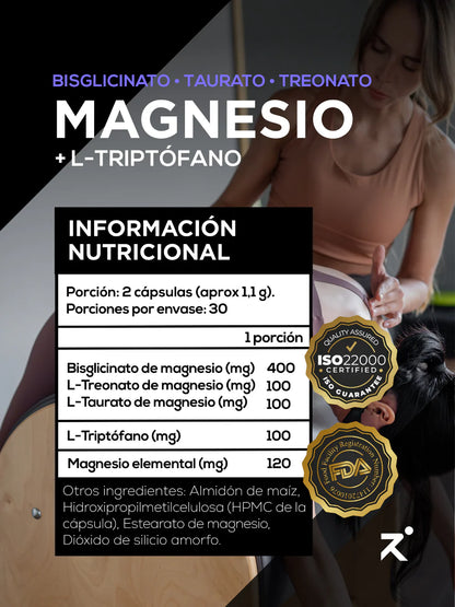 Strive Magnesio + Triptófano | 60 Capsulas, 30 Porciones